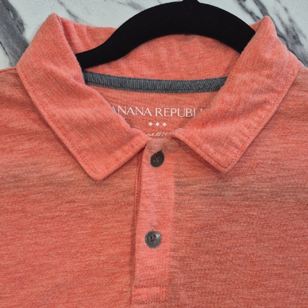 Banana Republic Vintage Polo Shirt, Mens Large, Melon Orange Coral